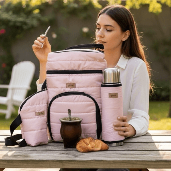 SET NUEVO MATELASSE BOLSO + MAXI ZIPPER YERBERA + TERMO 1L CON FUNDA