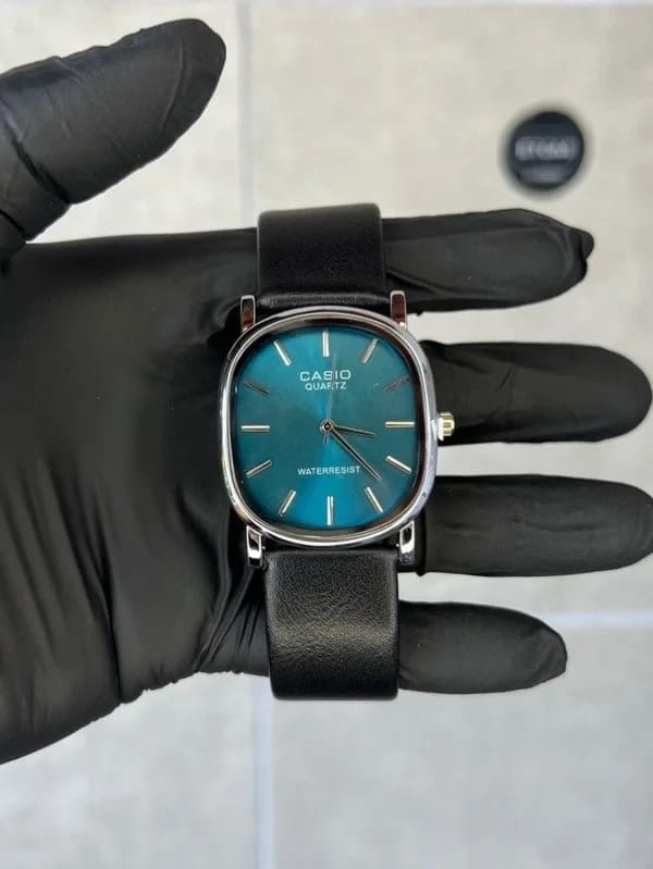 Casio Cuero Plata Celeste