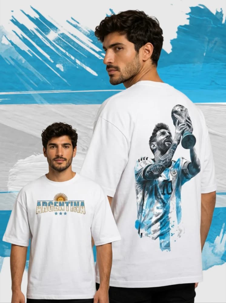Remera Messi con la copa Blanca
