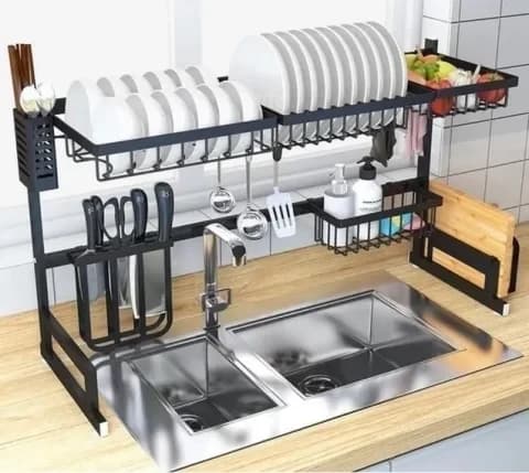 Escurridor Seca Platos Vajilla Acero Inox Rack 2 Pisos 85cm