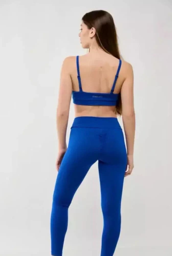 Calza jackard frunce azul real