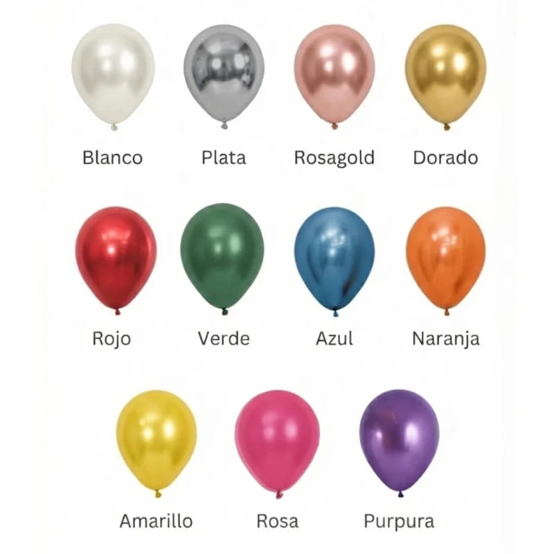 Globo Metalizado 12´´=30cm Latex x10u (copia)