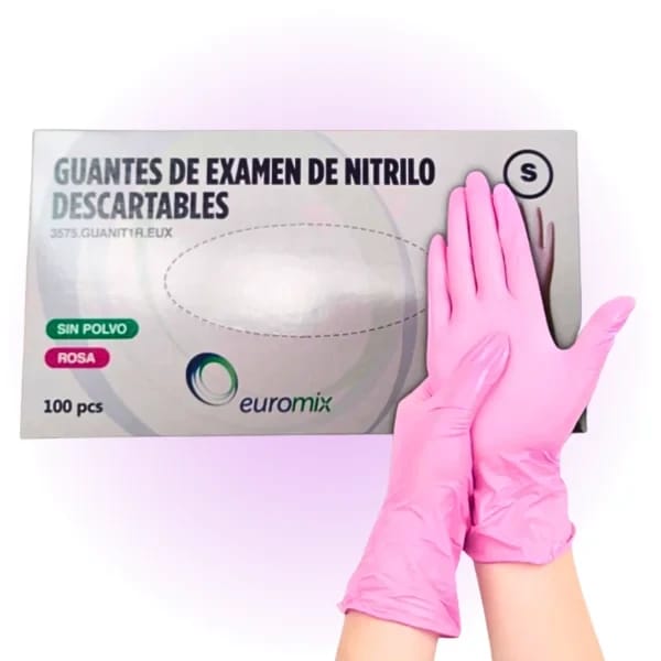 CAJA GUANTES DE NITRILO ROSAS TS