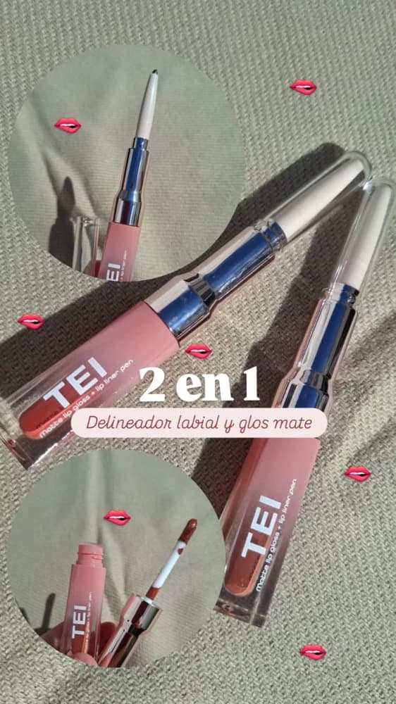 lip glos + delineador mate labial 2 en 1