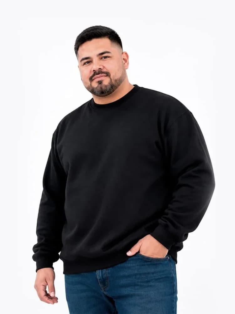 Buzo Cuello Redondo Frisa Algodón Peinado Premium Adulto Talles Especiales