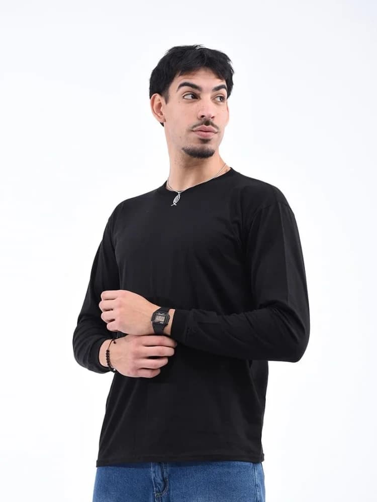 Remera Lisa Manga Larga Hombre Algodón Premium 24.1