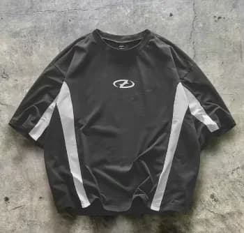 Camiseta de Cuello Redondo para Hombre (Gris/Blanco)