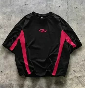 Camiseta de Cuello Redondo para Hombre (Rosa/Negro)
