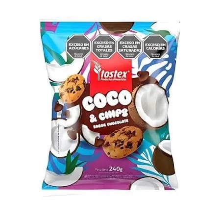 Galletitas coco y chips sabor chocolate Tostex