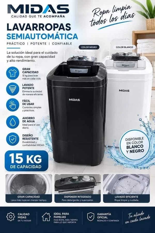 Lavarropas Semi Automático 15kg Midas