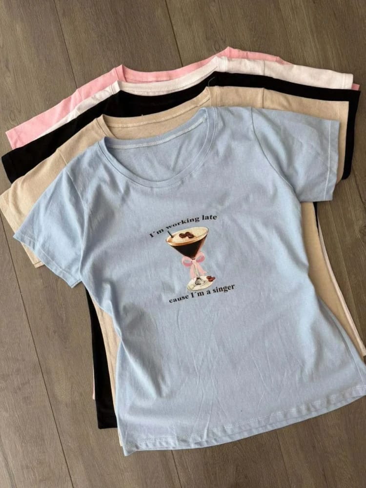 Remera estampa copa café🤎
