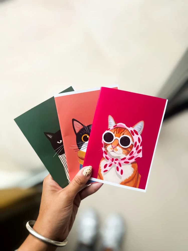 Pack x3 cuadernos A6. Hoja Lisa | Rayada | Punteada. Gatitos