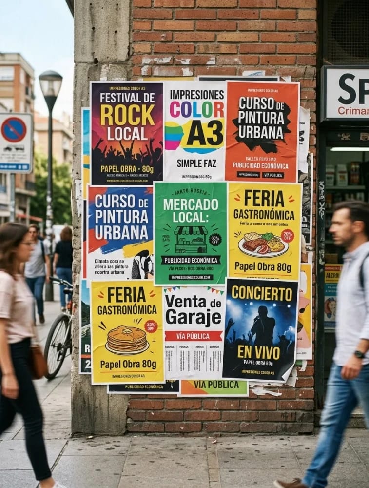 Impresiones Color A3 Simple faz, en Papel Obra 80g. Ideal para Afiches Publicitarios económicos