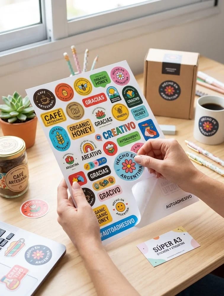 Impresiones Color Súper A3 en Papel AUTOADHESIVO, ideal para Stickers y Etiquetas