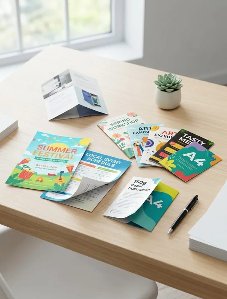 Impresiones Color A4 Doble faz, en Papel Ilustración 150g. Ideal para impresión de Flyers, Volantes y Revistas