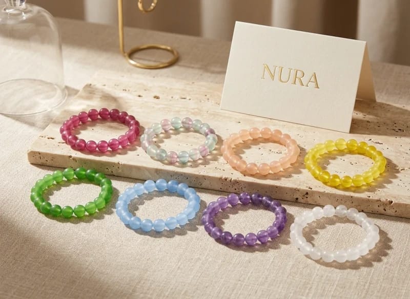 Pulsera De Piedras Estilo Artesanal Elastica Reforzada Colores