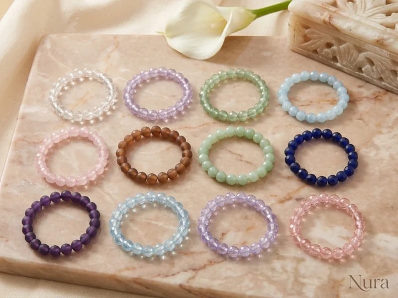 Pulseras De Cuentas Transparentes Elastizadas Con Colores