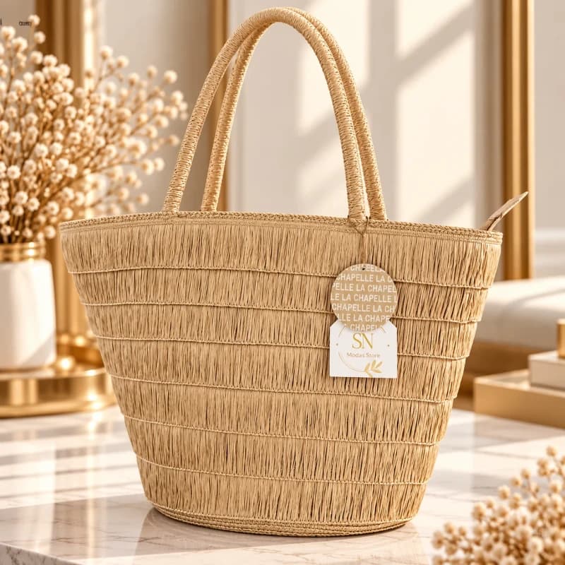 Bolso Playero de Rafia Natural- La Chapelle