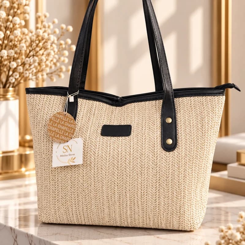 Bolso La Chapelle Tejido con Manijas Negras