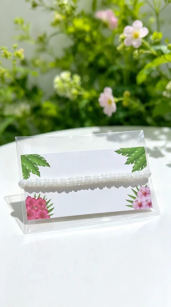 Pulsera de Hilo Blanco con Cuentas