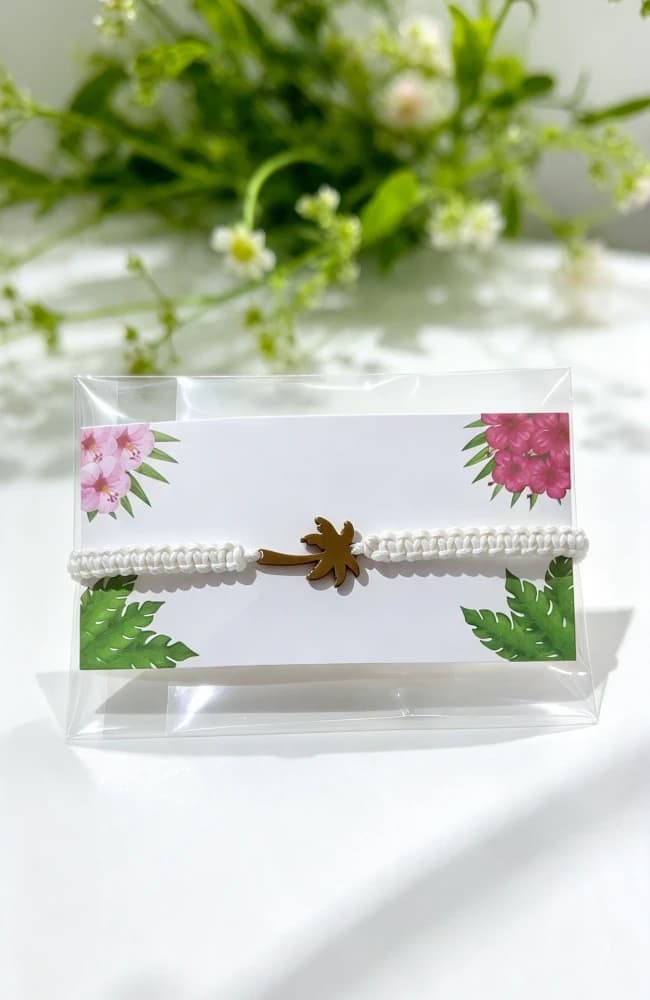 Pulsera de Hilo Blanco con Dije de Palma