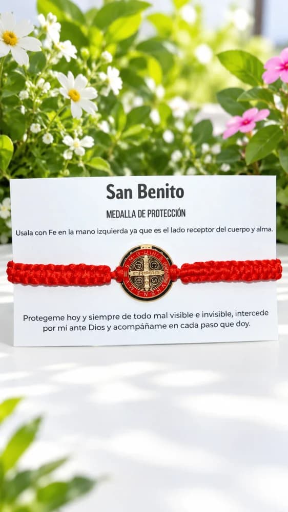 Pulsera de Hilo Rojo con Medalla de San Benito