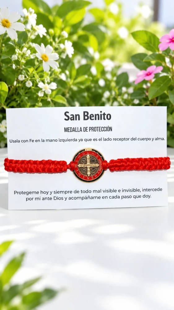 Pulsera de Hilo Rojo con Medalla de San Benito