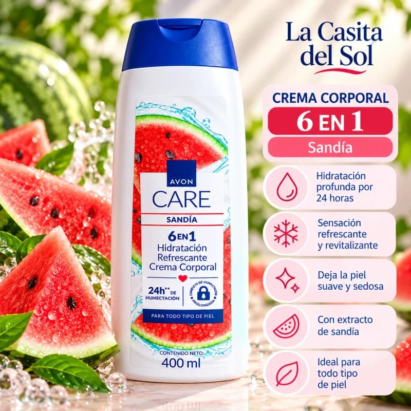 Crema Corporal Avon Care 6 en 1 - Sandía 400ml