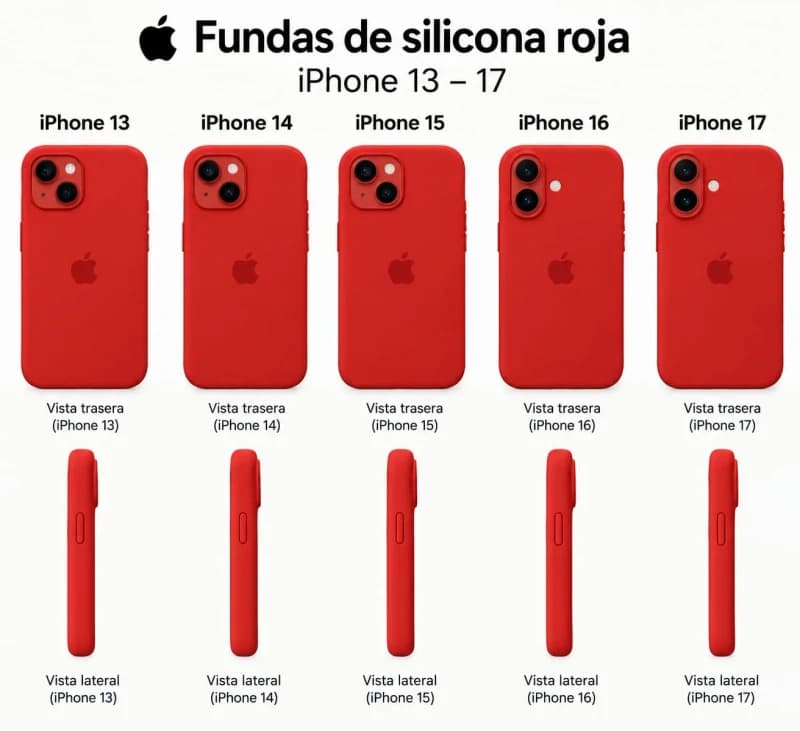iPhone funda rojo (versión silicona) de 13 hasta 17