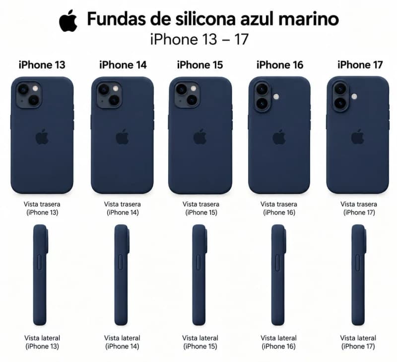 iPhone funda azul marino (versión silicona) de 13 hasta 17
