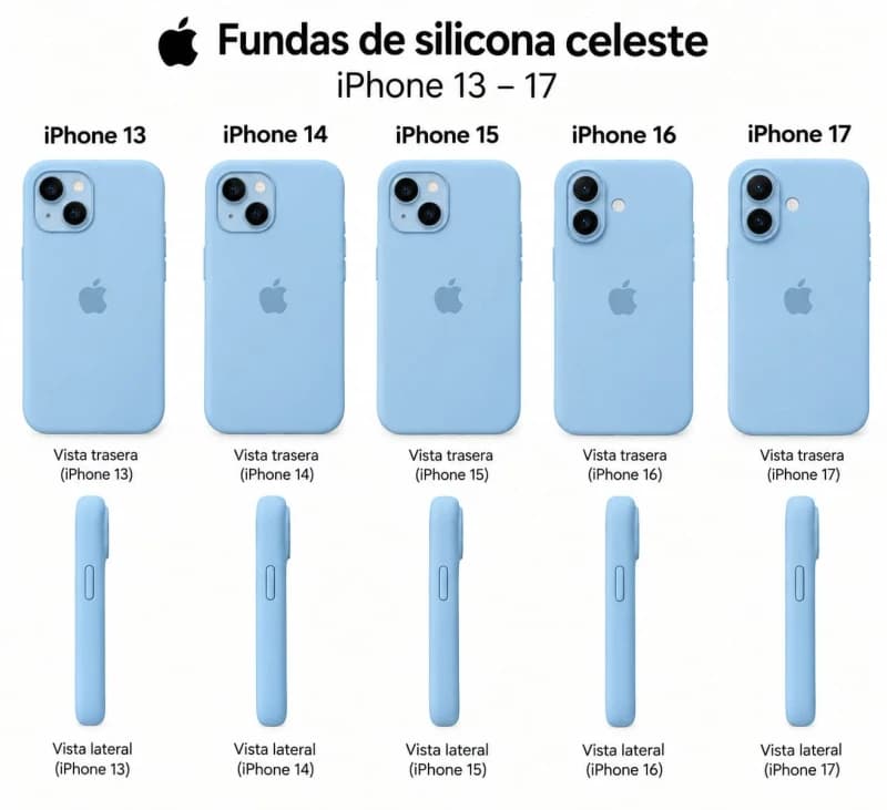 iPhone funda celeste (versión silicona) de 13 hasta 17